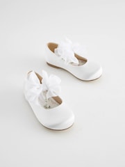 White Standard Fit (F) Mary Jane Bridesmaid Bow Occasion Shoes - Image 1 of 5
