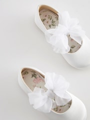 White Standard Fit (F) Mary Jane Bridesmaid Bow Occasion Shoes - Image 3 of 5