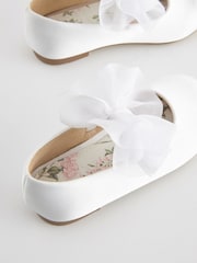 White Standard Fit (F) Mary Jane Bridesmaid Bow Occasion Shoes - Image 4 of 5