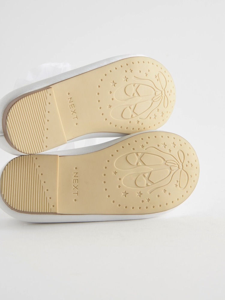 White Standard Fit (F) Mary Jane Bridesmaid Bow Occasion Shoes - Image 5 of 5