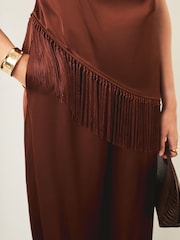 Mint Velvet Satin Fringe Hem Top - Image 4 de 8