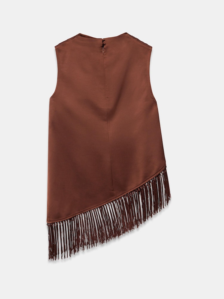 Mint Velvet Satin Fringe Hem Top - Image 8 de 8