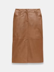 Mint Velvet Brown Leather Pencil Skirt - Image 6 of 7