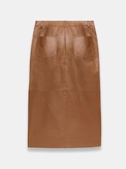 Mint Velvet Brown Leather Pencil Skirt - Image 7 of 7