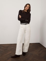 Mint Velvet Brown Shoulder Pad Knit Jumper - Image 5 of 7