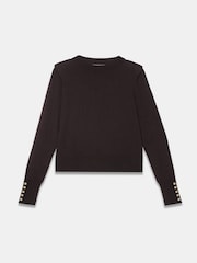 Mint Velvet Brown Shoulder Pad Knit Jumper - Image 6 of 7
