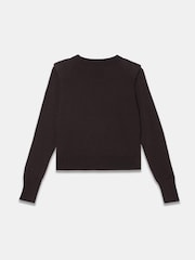 Mint Velvet Brown Shoulder Pad Knit Jumper - Image 7 of 7