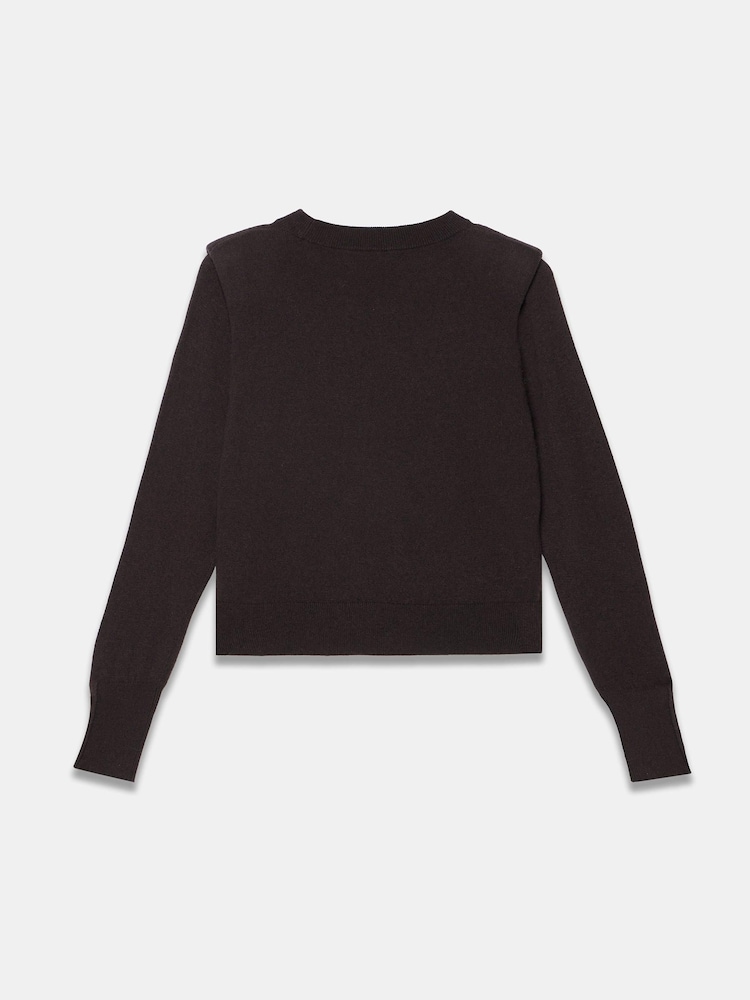 Mint Velvet Brown Shoulder Pad Knit Jumper - Image 7 of 7 Mint Velvet Brown Shoulder Pad Knit Jumper - Image 7 of 7