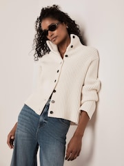 Mint Velvet White Ribbed Knit Jacket - Image 2 of 8
