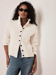 Mint Velvet White Ribbed Knit Jacket - Image 3 of 8