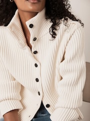 Mint Velvet White Ribbed Knit Jacket - Image 5 of 8