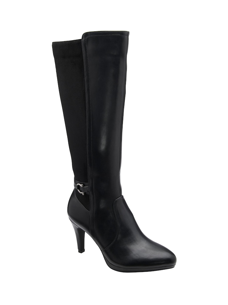Ravel Black Knee High Heeled Boots - Image 1 of 4
