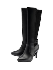 Ravel Black Knee High Heeled Boots - Image 2 of 4
