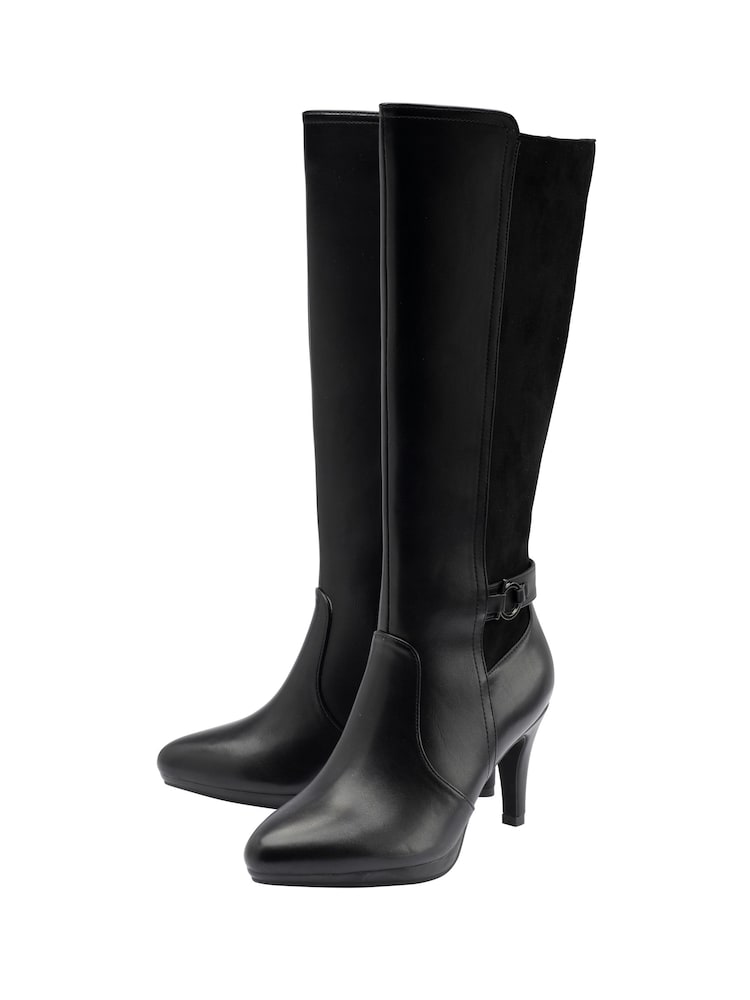 Ravel Black Knee High Heeled Boots - Image 2 of 4