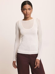 Mint Velvet White Sheer Double Layer Top - Image 3 of 7