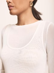 Mint Velvet White Sheer Double Layer Top - Image 4 of 7