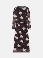 Mint Velvet Dark Brown Mesh Midi Dress - Image 7 of 8