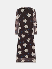 Mint Velvet Dark Brown Mesh Midi Dress - Image 8 of 8