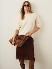 Mint Velvet Brown Satin Lace Maxi Skirt - Image 4 of 7