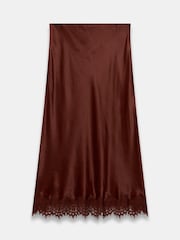Mint Velvet Brown Satin Lace Maxi Skirt - Image 7 of 7