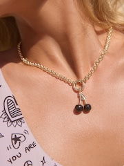 Rockett St George Gold Tone Cherry Pendant Charm Necklace - Image 4 of 6