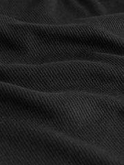 Schwarz - Geripptes, wadenlanges Kleid mit langen Ärmeln und U-Ausschnitt - Bild 6 von 6