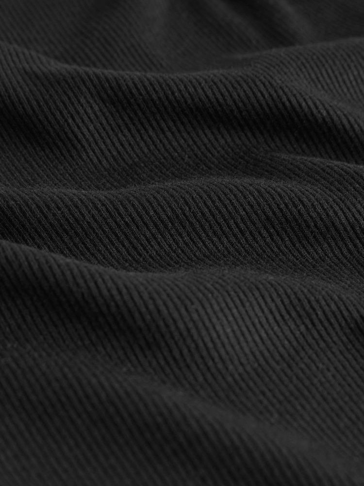 Schwarz - Geripptes, wadenlanges Kleid mit langen Ärmeln und U-Ausschnitt - Bild 6 von 6