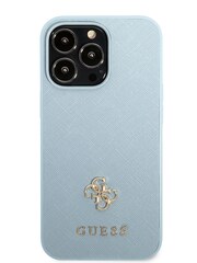 Guess Blue iPhone 13 Pro Saffiano Case with Small Gold 4G Logo - Image 1 of 8