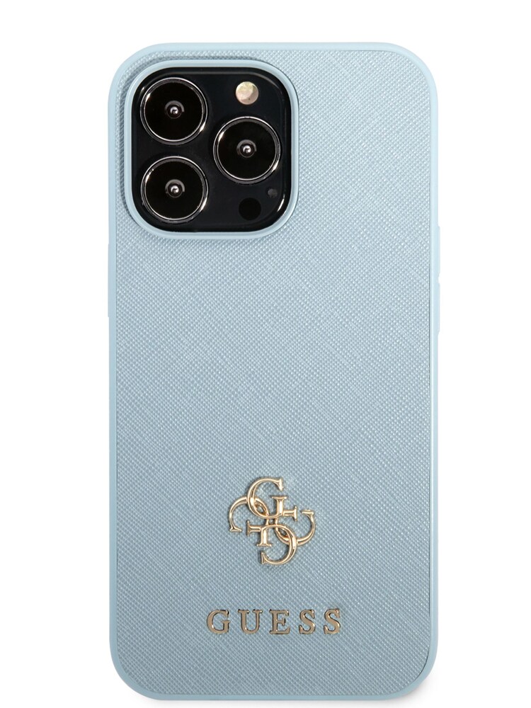 Guess Blue iPhone 13 Pro Saffiano Case with Small Gold 4G Logo - Image 1 of 8