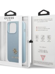 Guess Blue iPhone 13 Pro Saffiano Case with Small Gold 4G Logo - Image 2 of 8