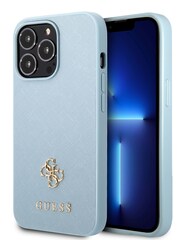 Guess Blue iPhone 13 Pro Saffiano Case with Small Gold 4G Logo - Image 4 of 8