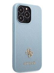 Guess Blue iPhone 13 Pro Saffiano Case with Small Gold 4G Logo - Image 5 of 8