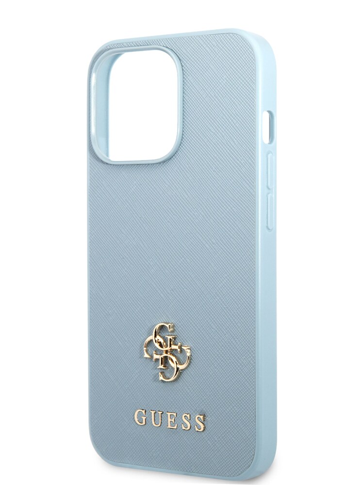 Guess Blue iPhone 13 Pro Saffiano Case with Small Gold 4G Logo - Image 8 of 8