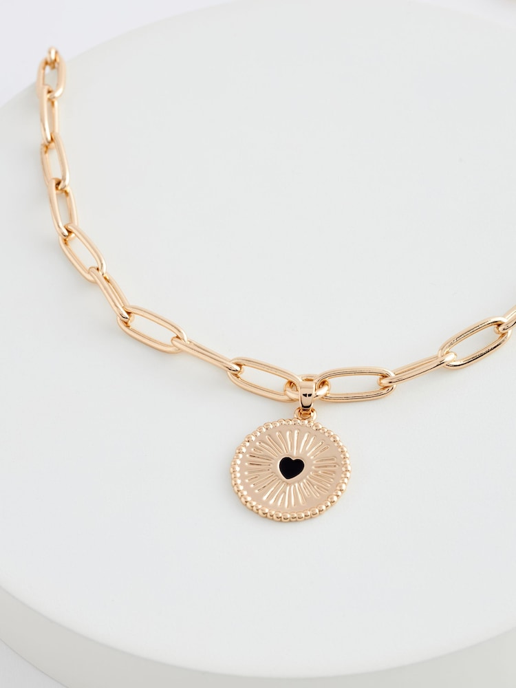 Rockett St George Gold Tone Heart Disk Charm Pendant Necklace - Image 5 of 5 Rockett St George Gold Tone Heart Disk Charm Pendant Necklace - Image 5 of 5