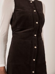 Mint Velvet Brown Corduroy Sleeveless Patch Pocket Mini Dress - Image 5 of 8