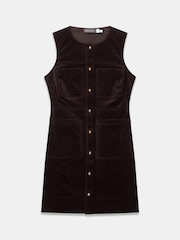 Mint Velvet Brown Corduroy Sleeveless Patch Pocket Mini Dress - Image 7 of 8