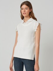 White Collar Layer With Short Frill Sleeve - Image 1 of 5