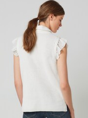 White Collar Layer With Short Frill Sleeve - Image 3 of 5