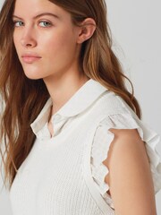 White Collar Layer With Short Frill Sleeve - Image 4 of 5