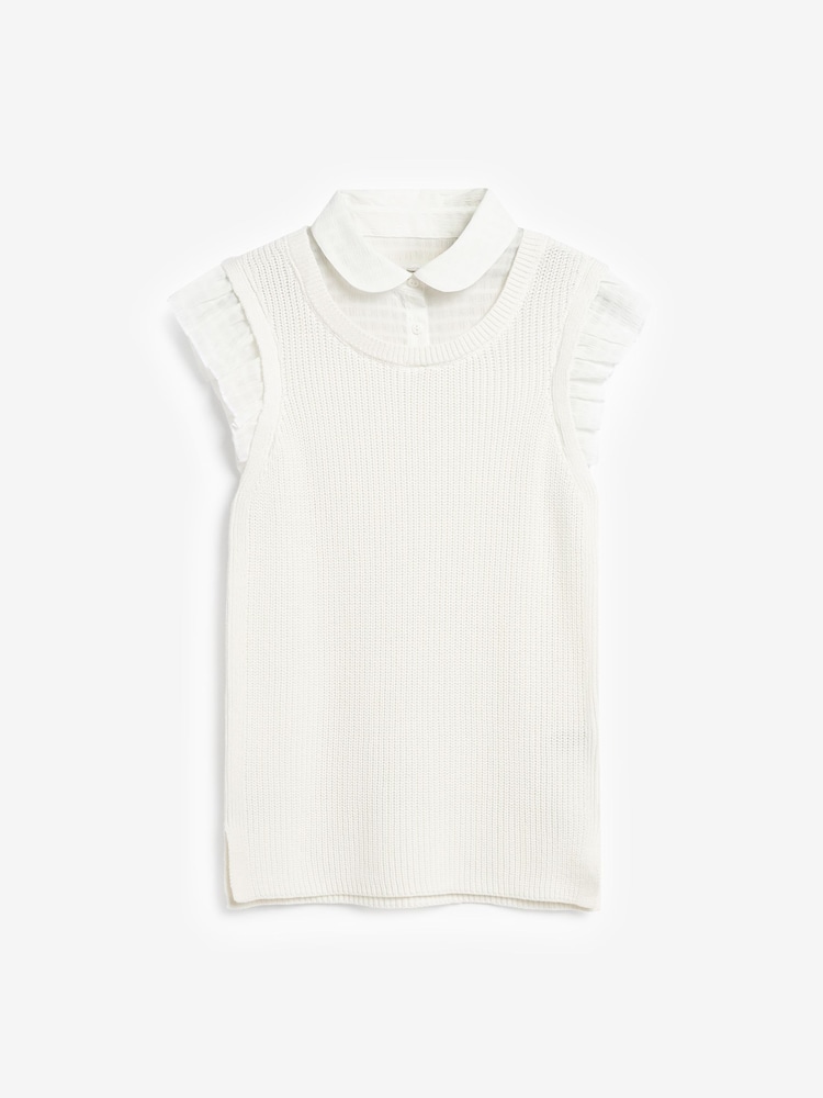 White Collar Layer With Short Frill Sleeve - Image 5 of 5