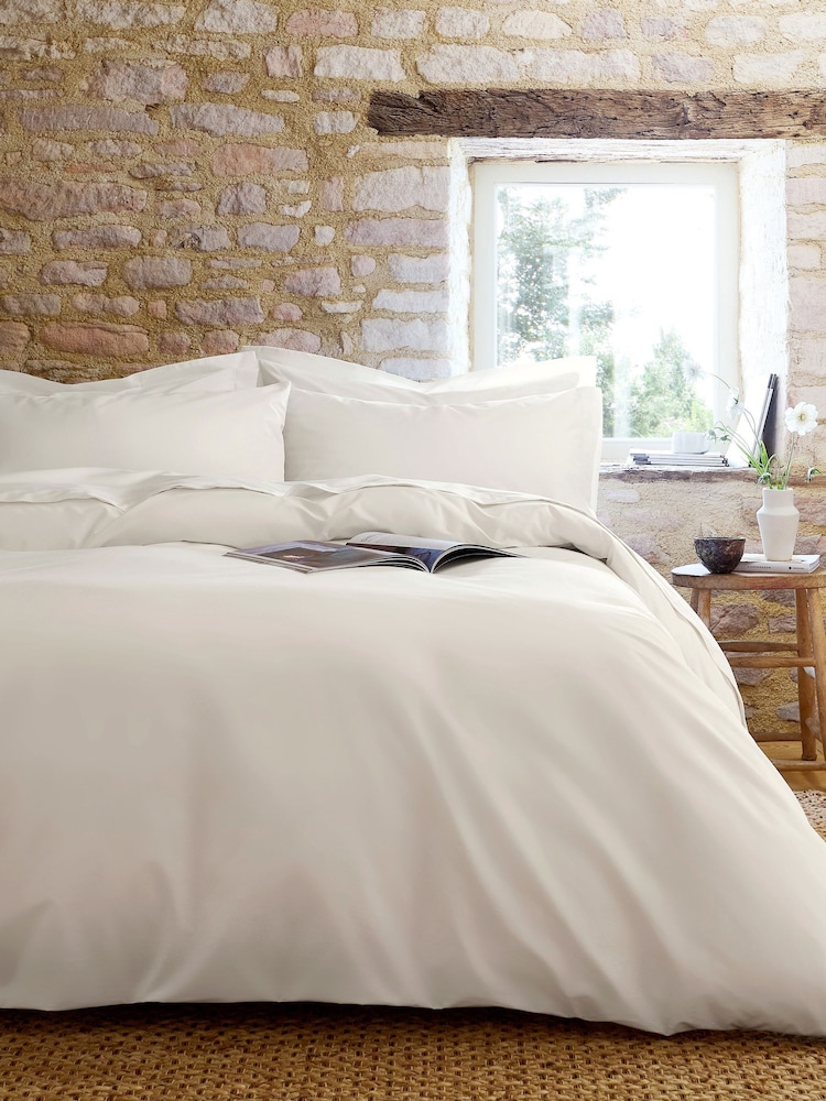 Christy Ivory Pure Cotton Percale Flat Bed Sheet - Image 2 of 4