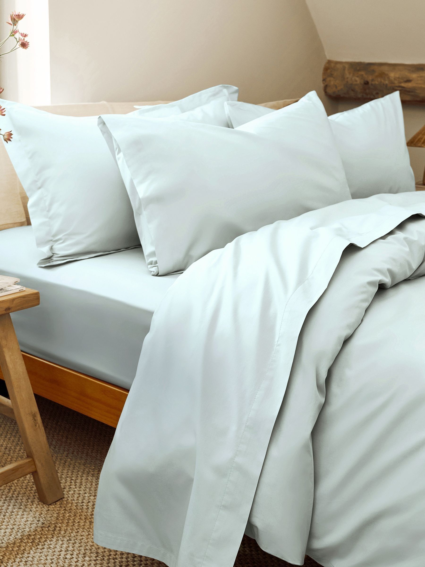 Christy Unisex Duck Egg Pure Cotton Percale Flat Sheets