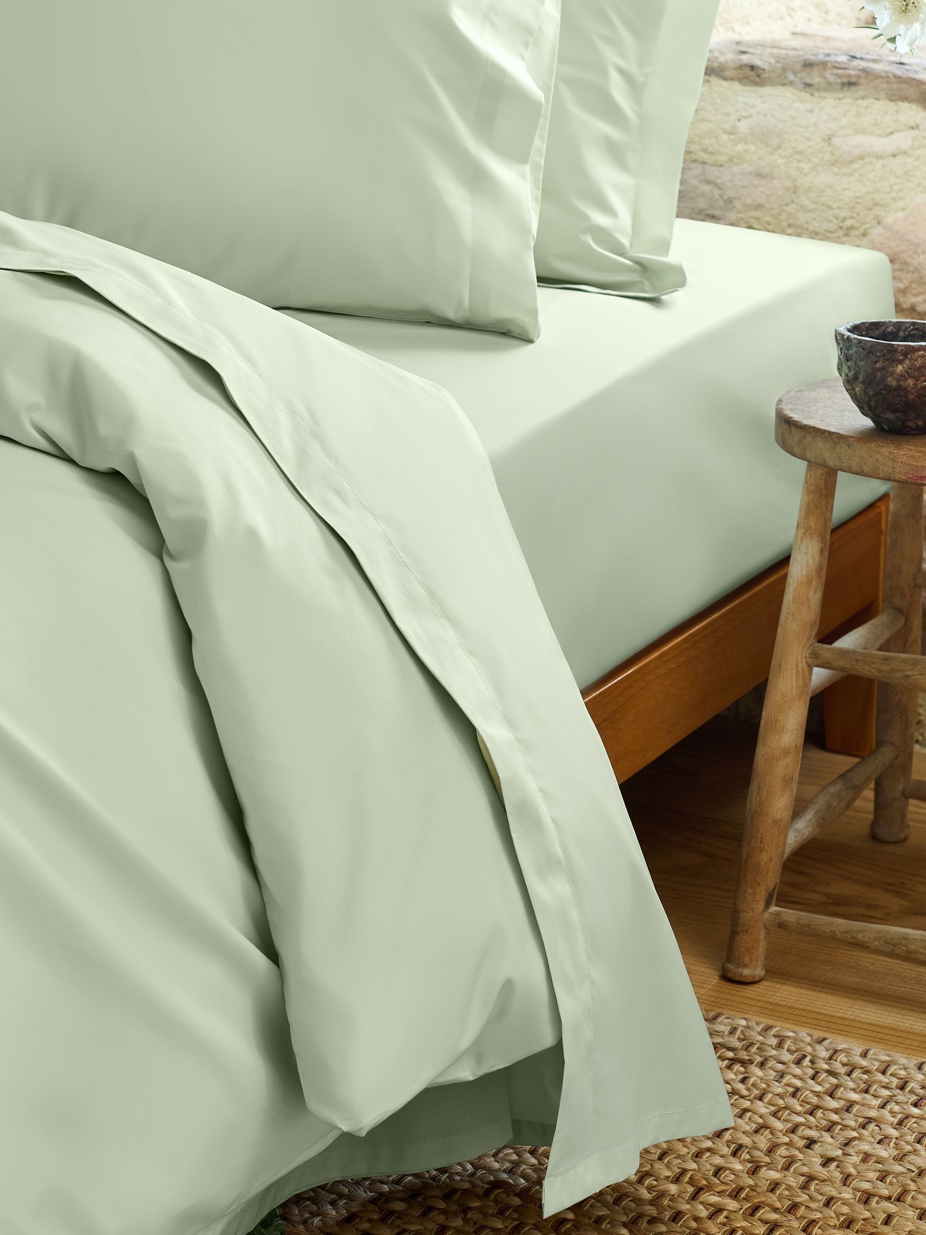 Christy Unisex Green Pure Cotton Percale Flat Sheets In | Size: King Flat - Image 4
