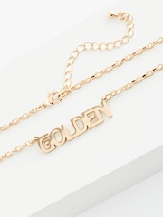 Rockett St George Gold Tone Golden Slogan Necklace - Image 2 of 2