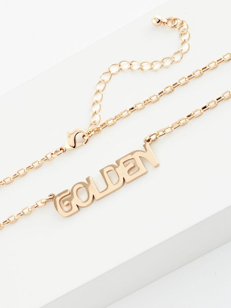 Rockett St George Gold Tone Golden Slogan Necklace - Image 2 of 2