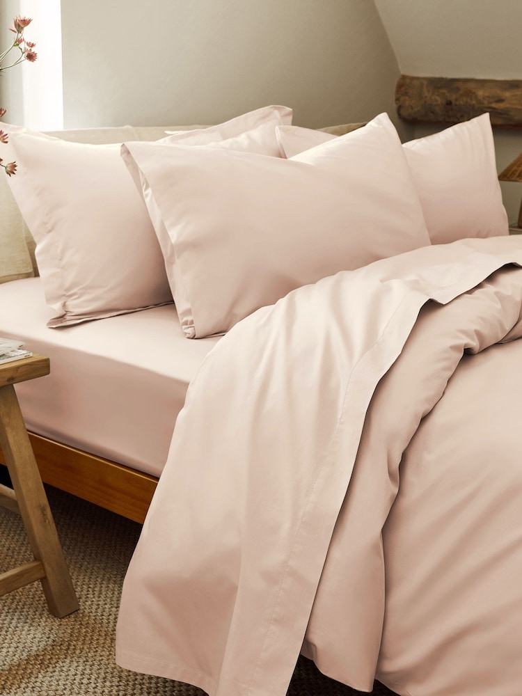 Christy Powder Pink Pure Cotton Percale Flat Bed Sheet - Image 1 of 4