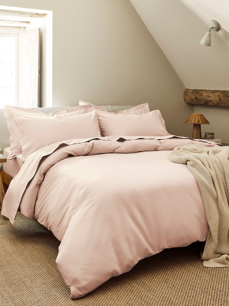 Christy Powder Pink Pure Cotton Percale Flat Bed Sheet - Image 2 of 4
