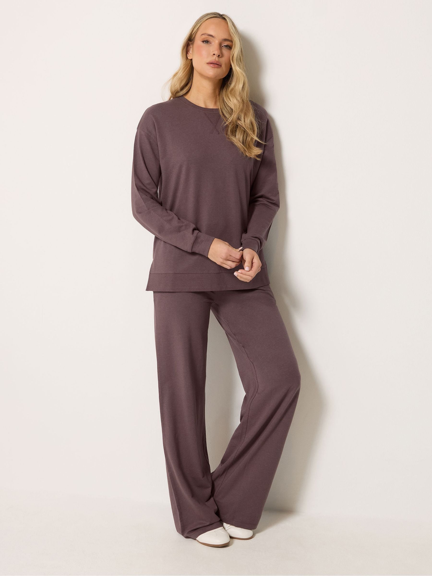 Long Tall Sally Women's Dark Mauve Tall Wide Leg Joggers In | Size: 20XL - Image 4