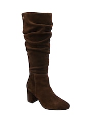 Ravel Brown Knee High Ruched Boots - Image 1 of 4