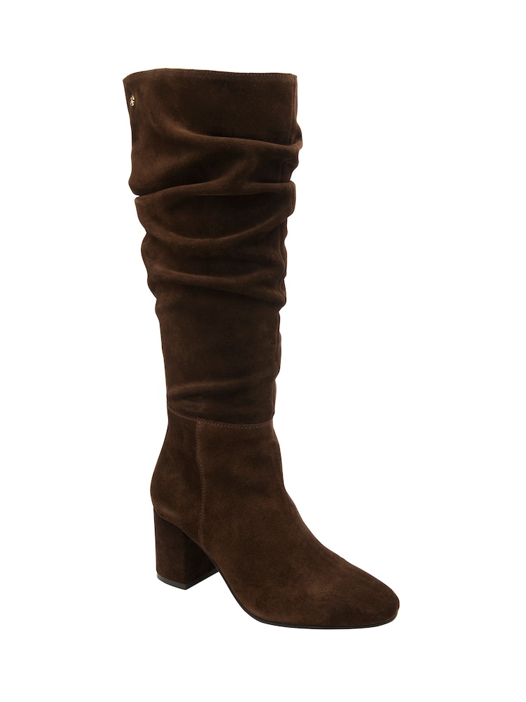 Ravel Brown Knee High Ruched Boots - Image 1 of 4
